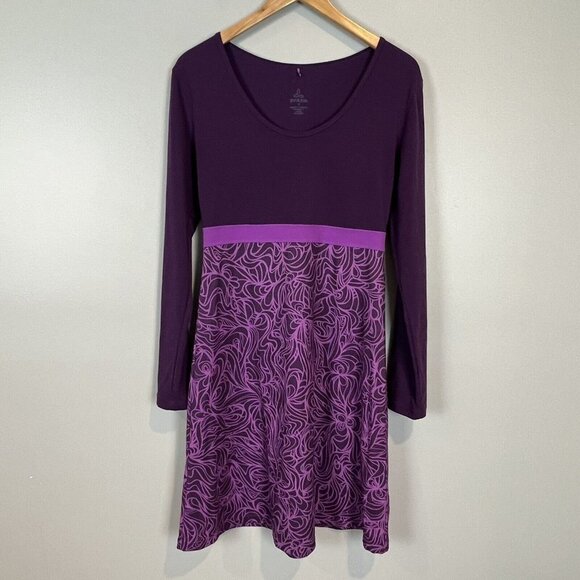 Prana Purple Dress Size Small Long Sleeve Scoop Neck Modest Athleisure - Picture 1 of 7
